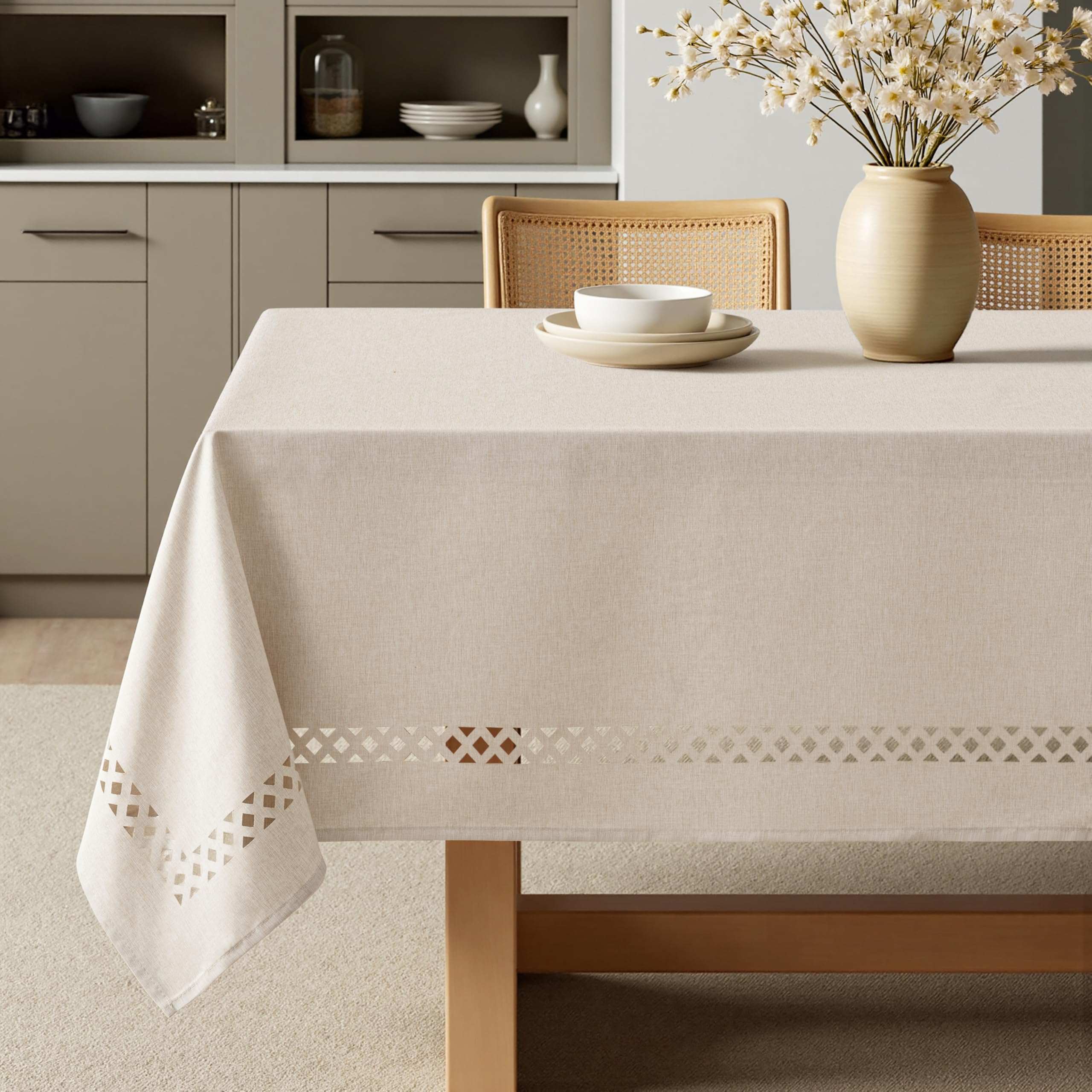 MIULEE Tafelkleed in linnenlook, bruin, tafelkleden, 140 x 180 cm, afwasbaar, lotuseffect, rechthoekig, polyester, waterafstotend, tafellinnen, afwasbaar, tafelkleed voor feest, keuken