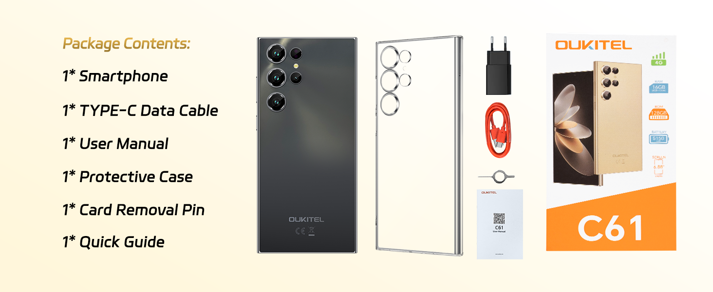 Amazon.com: OUKITEL C61 Unlocked Cell Phone 2025- Android 15, 6.88