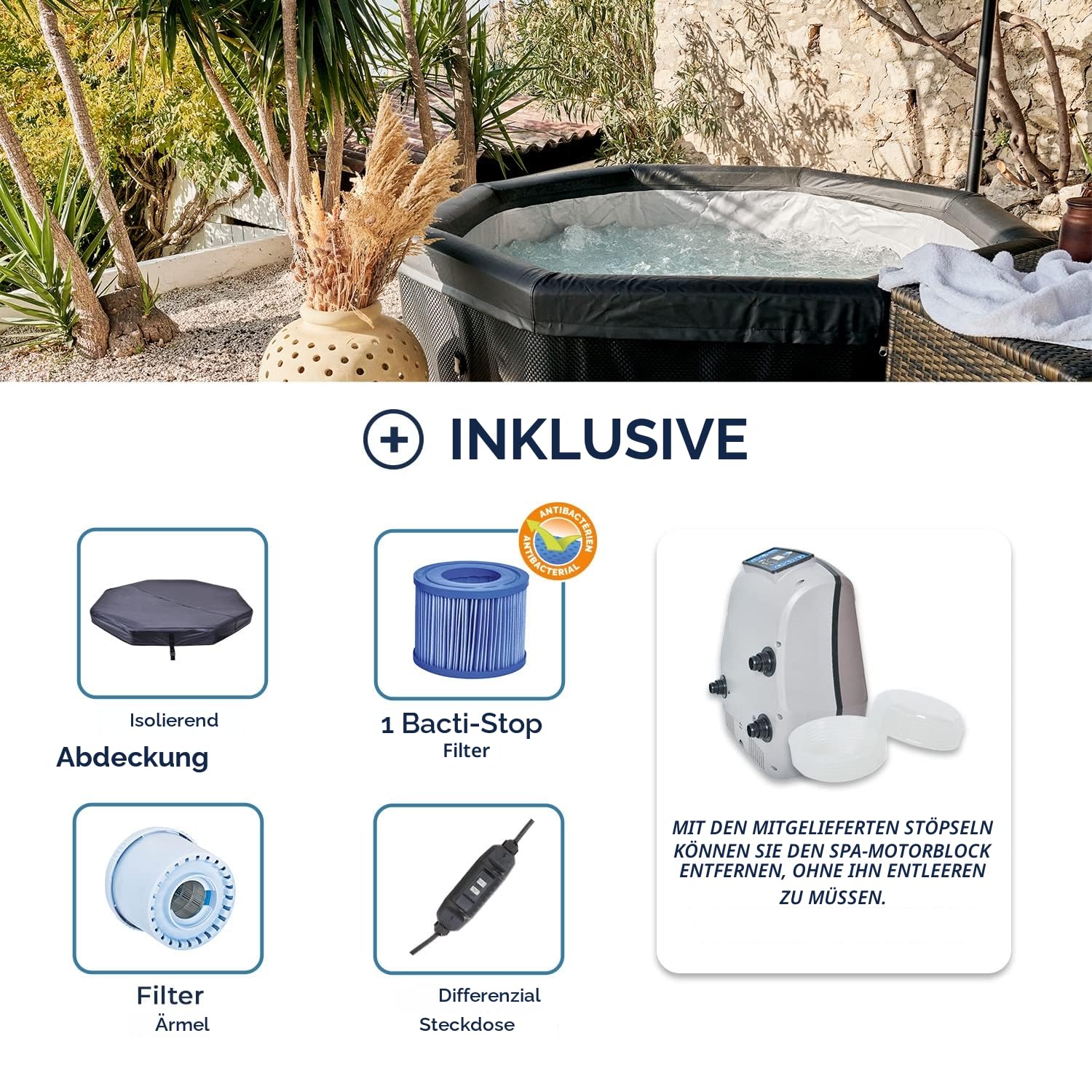 NetSpa – SP-OCT165/MOB2 – NetSpa Octopus – halbstarre + Möbel – 4 bis 6 Sitze