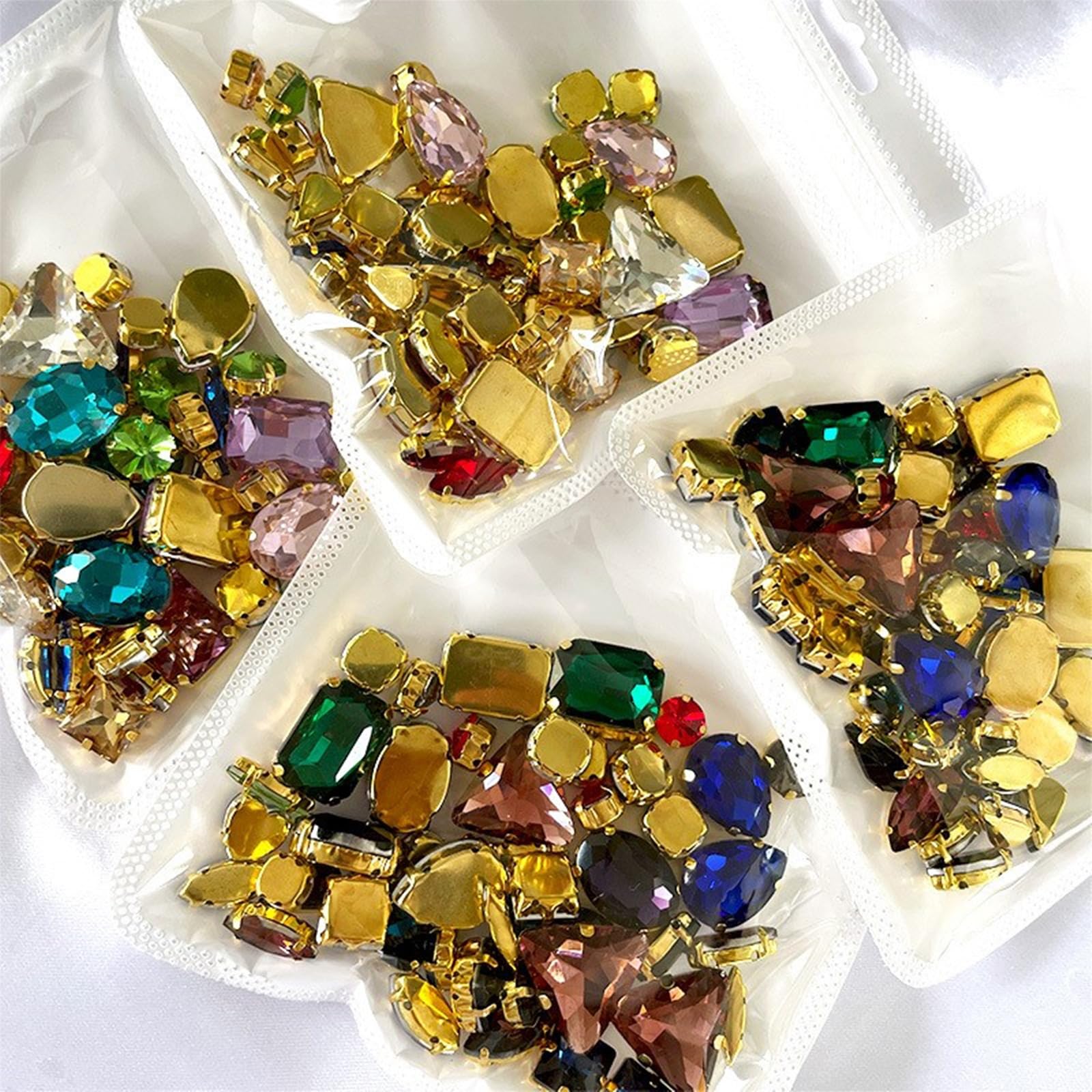 50 Pezzi Di Strass Colorati In Vetro Per Cucito – Forme Miste (Ovale, Rotondo, Cuore, Quadrato) Con Artiglio, Perfetti Per Gioielli E Abbigliamento