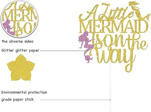 Miniatura 2 de Decoración para tartas con texto en inglés "A Little Mermaid is on the Way", decoración de fiesta de baby shower, bajo el mar, bienvenida a la niña,
