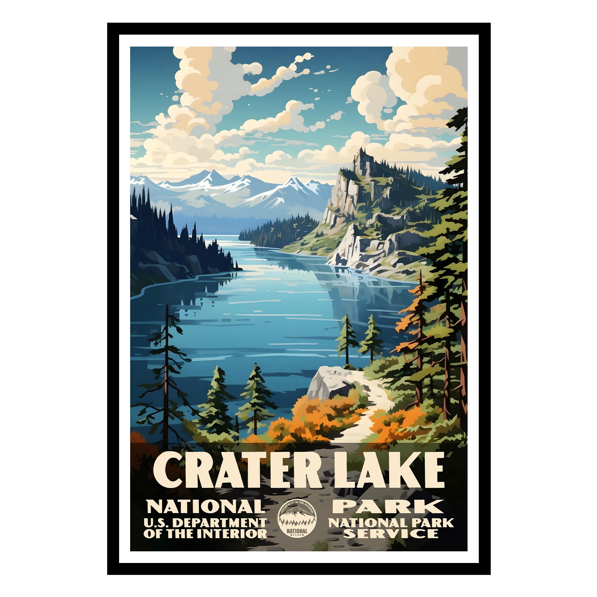 Vintage Crater Lake National Park Posters - Travel Posters Wall Art, Nature Pictures Wall Decor, National Park Wall Art, National Park Prints for