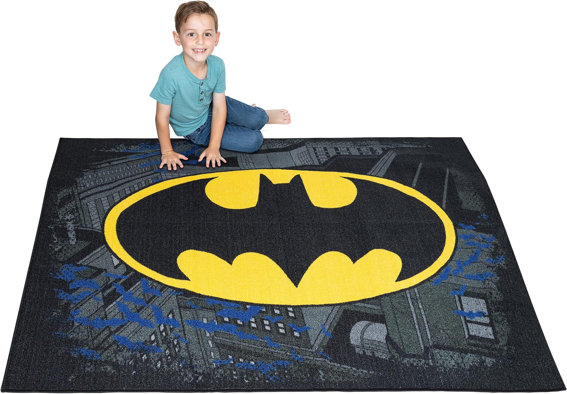 Franco Kids Room Non Slip Area Rug, 69 in x 52 in, Batman