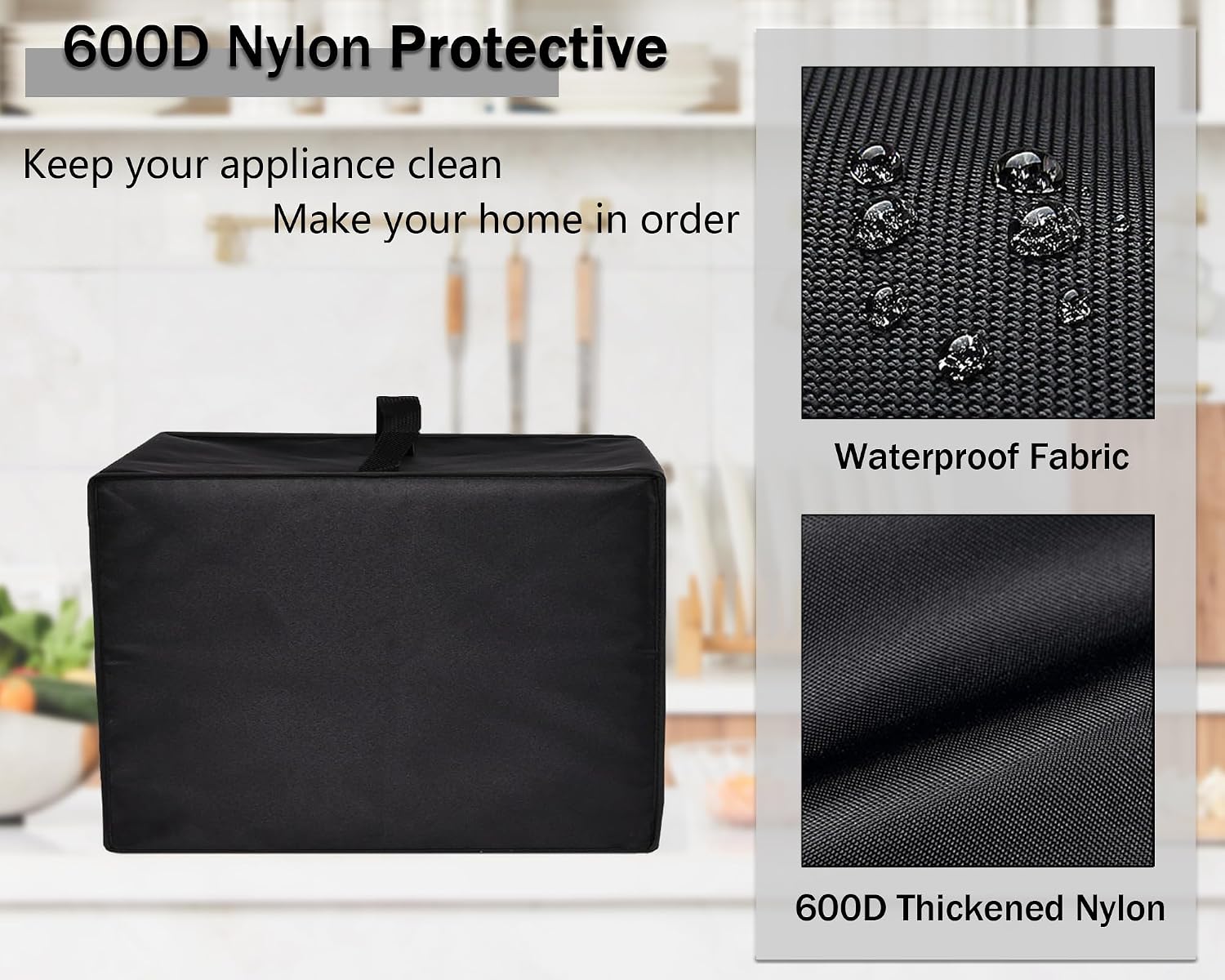 Dust Cover for T-fal Deep Fryer Heavy Duty Heat-Resistant, Waterproof Nylon Fabric Protective Deep Fryer Cover Case Compatible with T-fal 3.5L Stainless Steel Deep Fryer (Black)