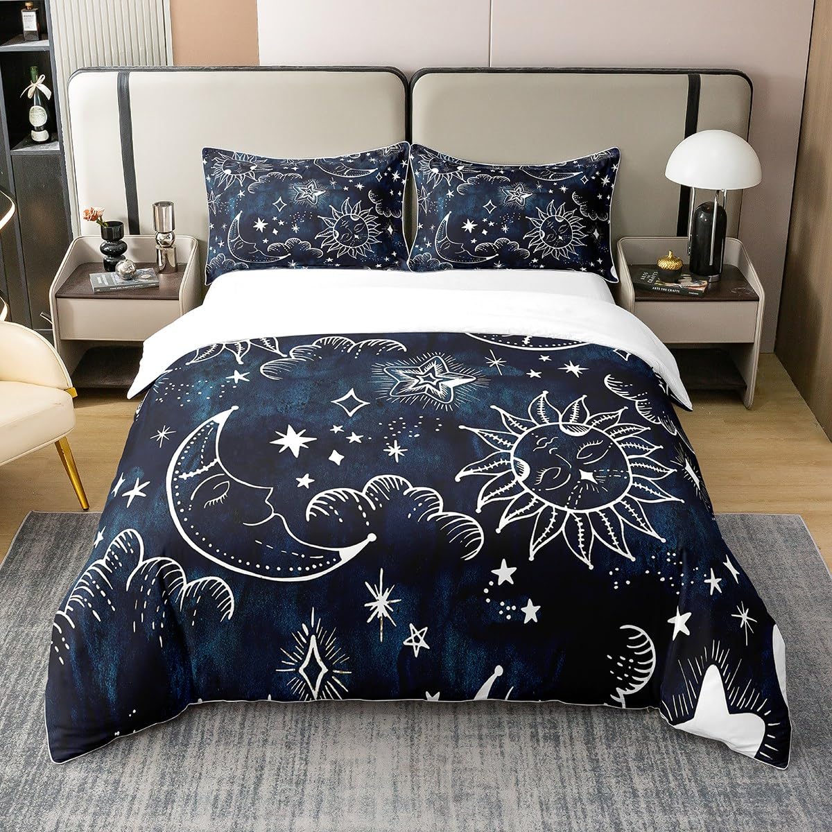Piumino King Size Sole E Luna – Perfetto Per Camere Bohémien E Occulto | Morbido E Caldo Per Ragazze E Donne