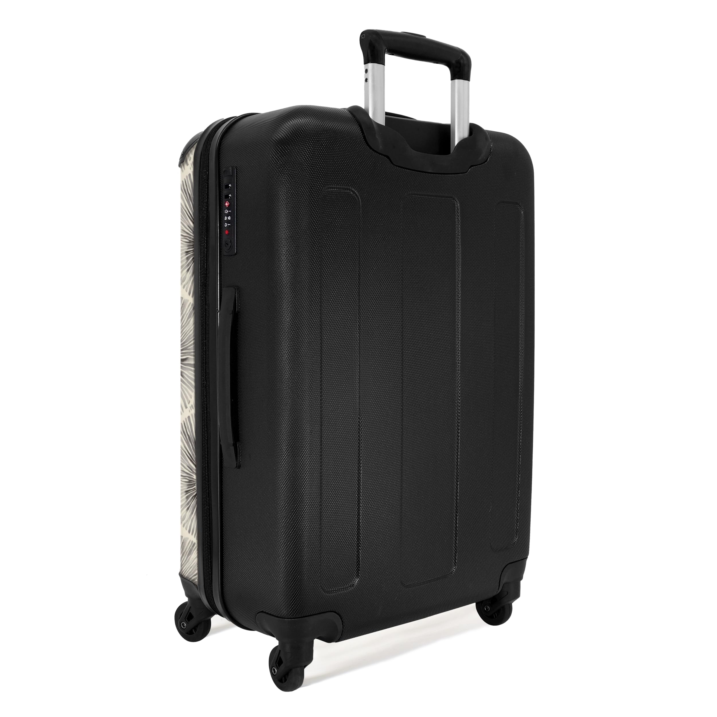 NoBoringSuitcases.com® Koffer Mittelgroß 67x43x25 cm Hartschalenkoffer L Trolley Rollkoffer 4 Rollen Leicht Hartschale Mittel Groß Kreise - Muster - Schwarz