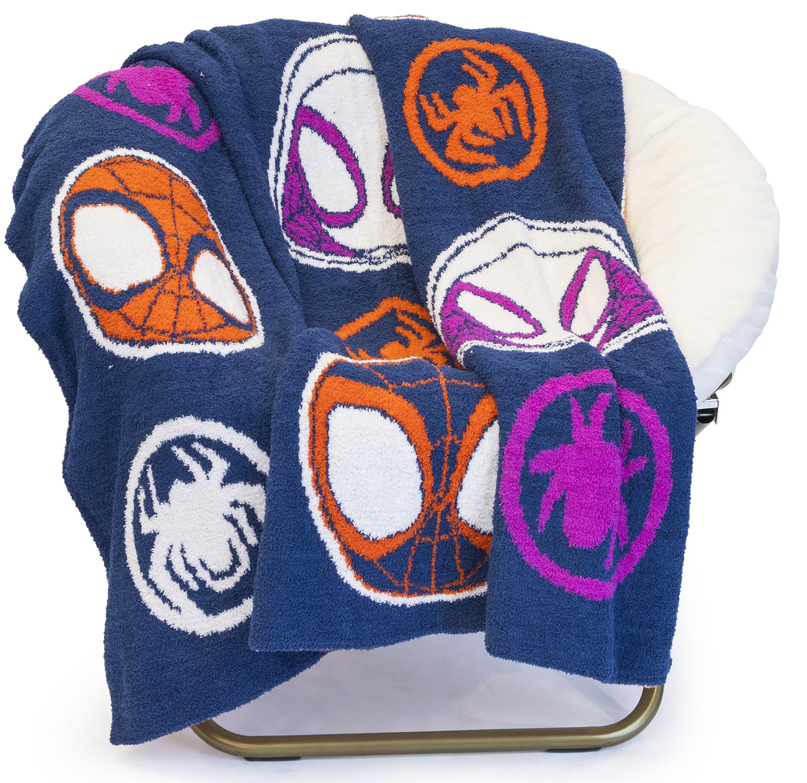 Jay Franco Marvel Spidey & His Amazing Friends Feather Knit Fluffy Throw Blanket - Ghost Spider and Miles Morales Fuzzy Blanket Measures 50 x 60 inch - Super Soft Lightweight Bedding