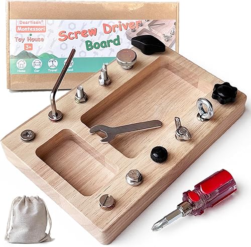 Juguetes Montessori para niños de 3, 4 y 5 años, juego de tablero de destornillador real para niños con motricidad fina, habilidades básicas para la