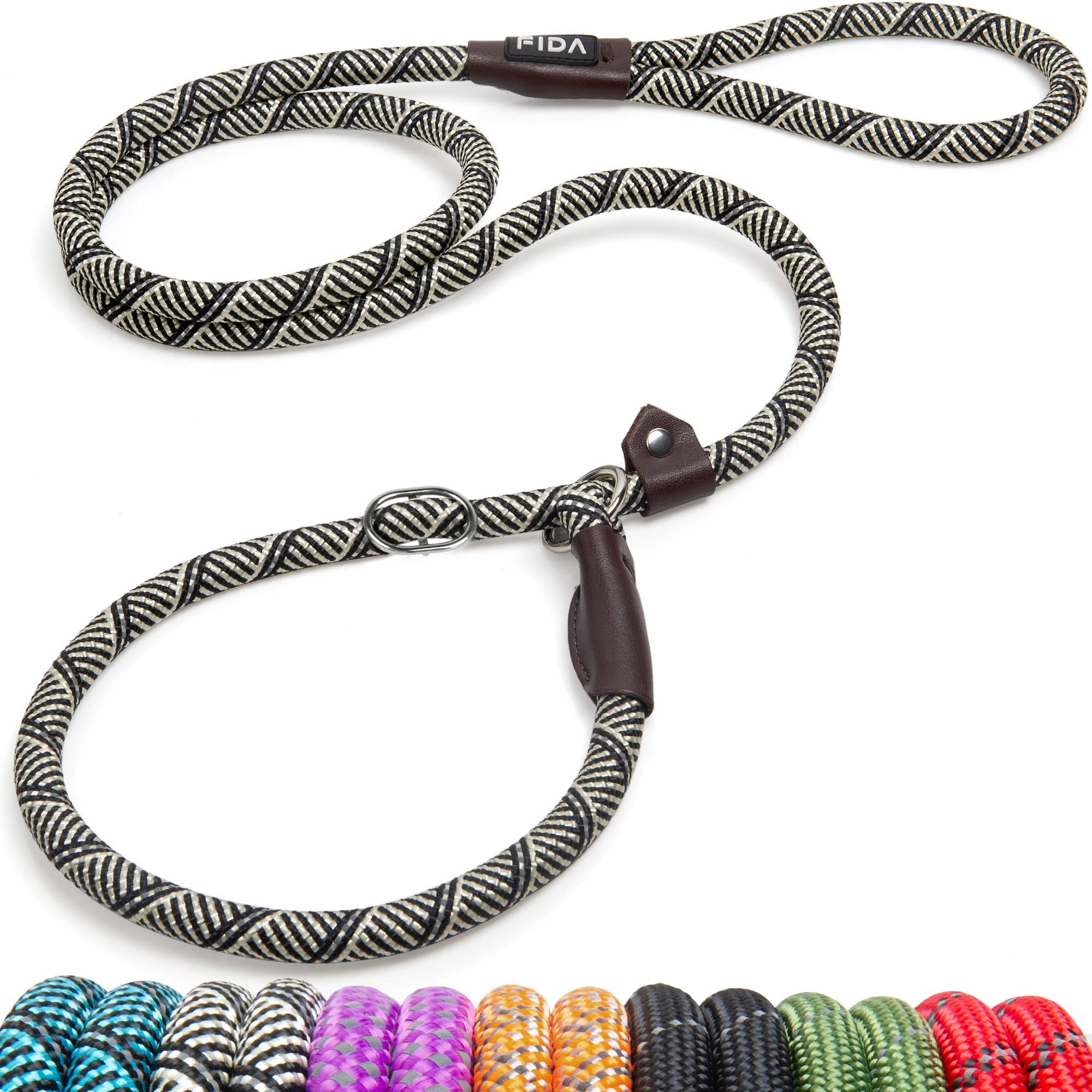 Durable Slip Lead Dog Leash, 6 FT x 1/2" Heavy Duty Dog Loop Leash, Comfortable Strong Rope Slip Leash for Large, Medium Dogs, No Pull Pet Training Leash with Highly Reflective, Grey
