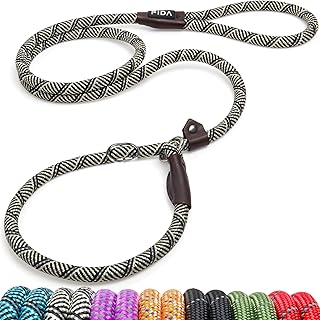 Fida Slip-On Seil-Hundeleine | 1,8m, Einheitsgröße. Einfach anzulegen, kein Halsband oder Geschirr erforderlich. Strapazierfähiges & wetterbeständiges Kletterseil mit reflektierenden Nähten (Grau)