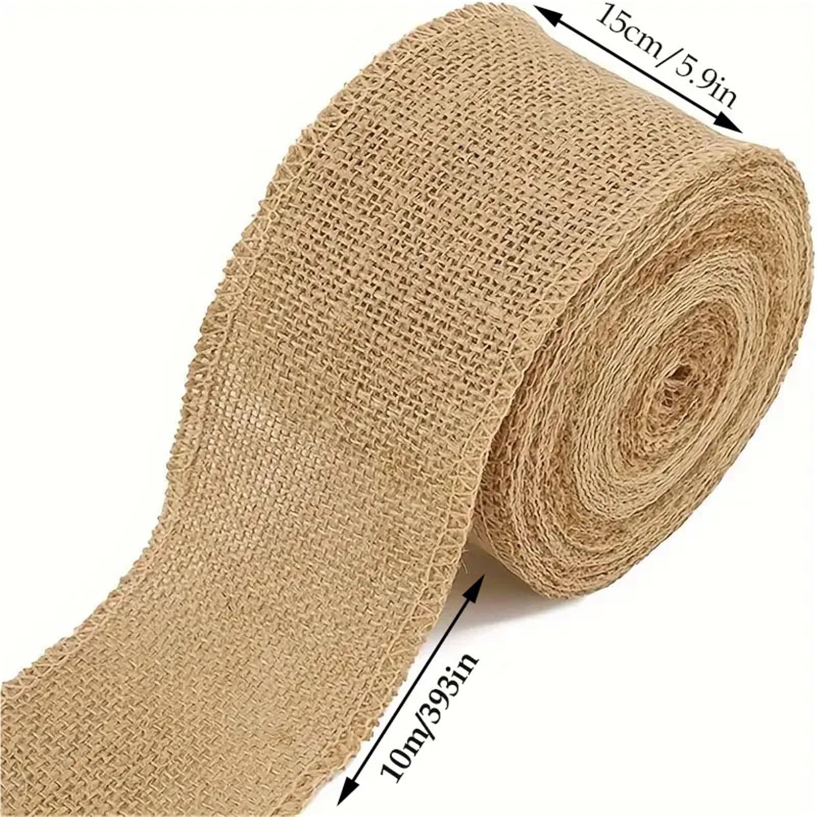 Natur Juteband Sackleinen 10 m natürlicher Jute-Sackleinenstoff, 6–15 cm Rolle