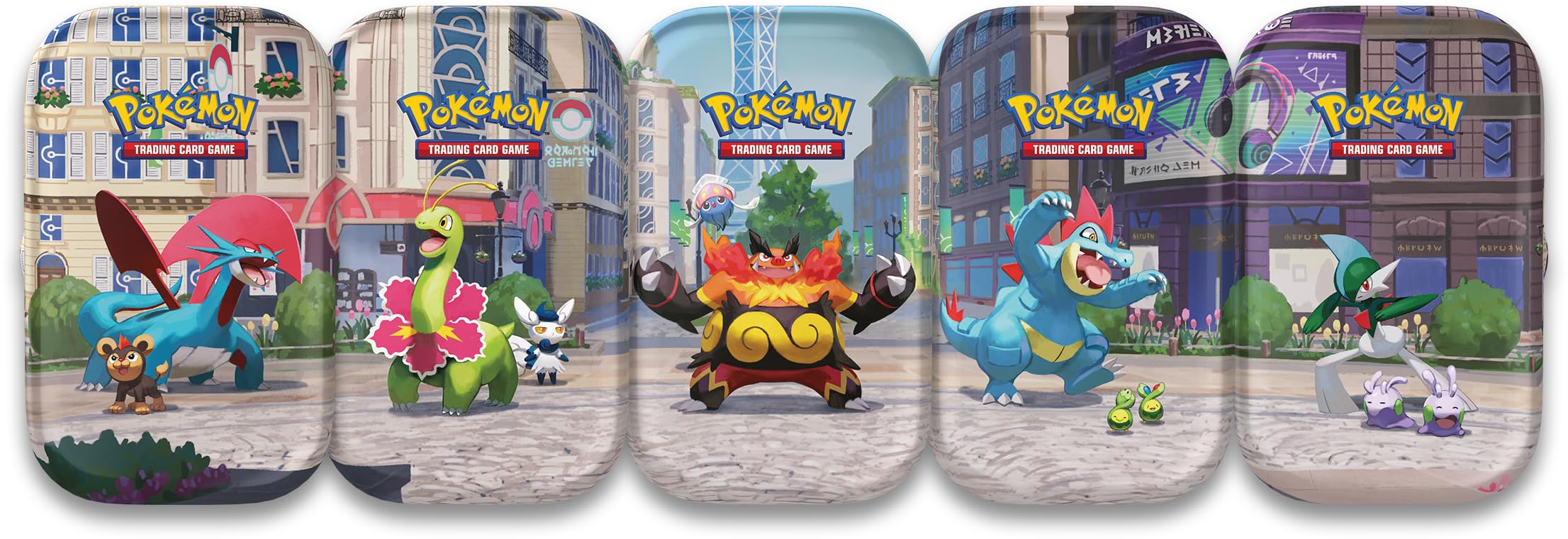 Pokémon: miniscatola da collezione Luminopoli (Meganium e Meowstic) del GCC Pokémon (2 buste di espansione, 1 carta con l’illustrazione Pokémon della miniscatola e 1 foglio di adesivi), Ed. Italiano