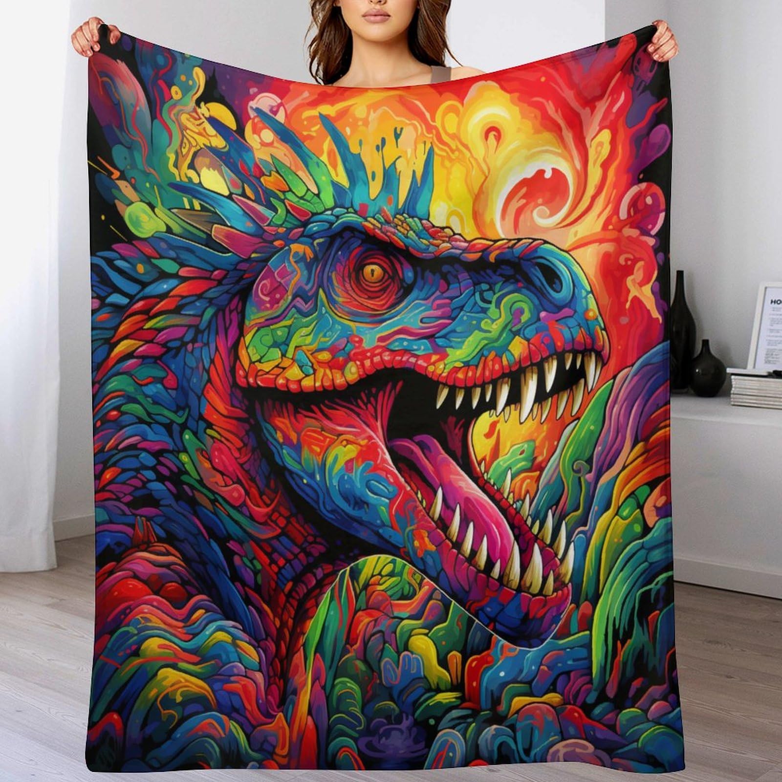 Couverture polaire dinosaure lit et canapé chaude pour stopper les frissons