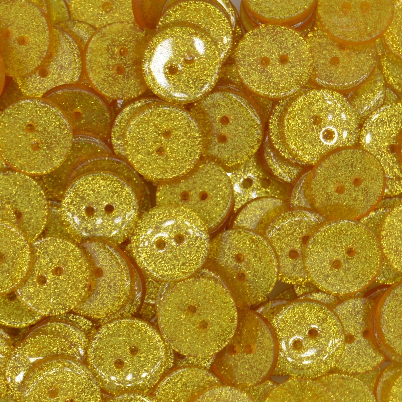 celloexpress 19mm Gold Round Glitter Buttons - Sparkly Crafts Sewing Card Embellishments (Pack of 100)