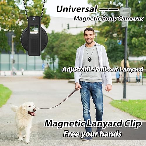 Miniatura 6 de Muayb Mini cámara corporal de 64 GB con audio y video, clip magnético con cordón, visión nocturna, grabación en bucle, clip trasero portátil para