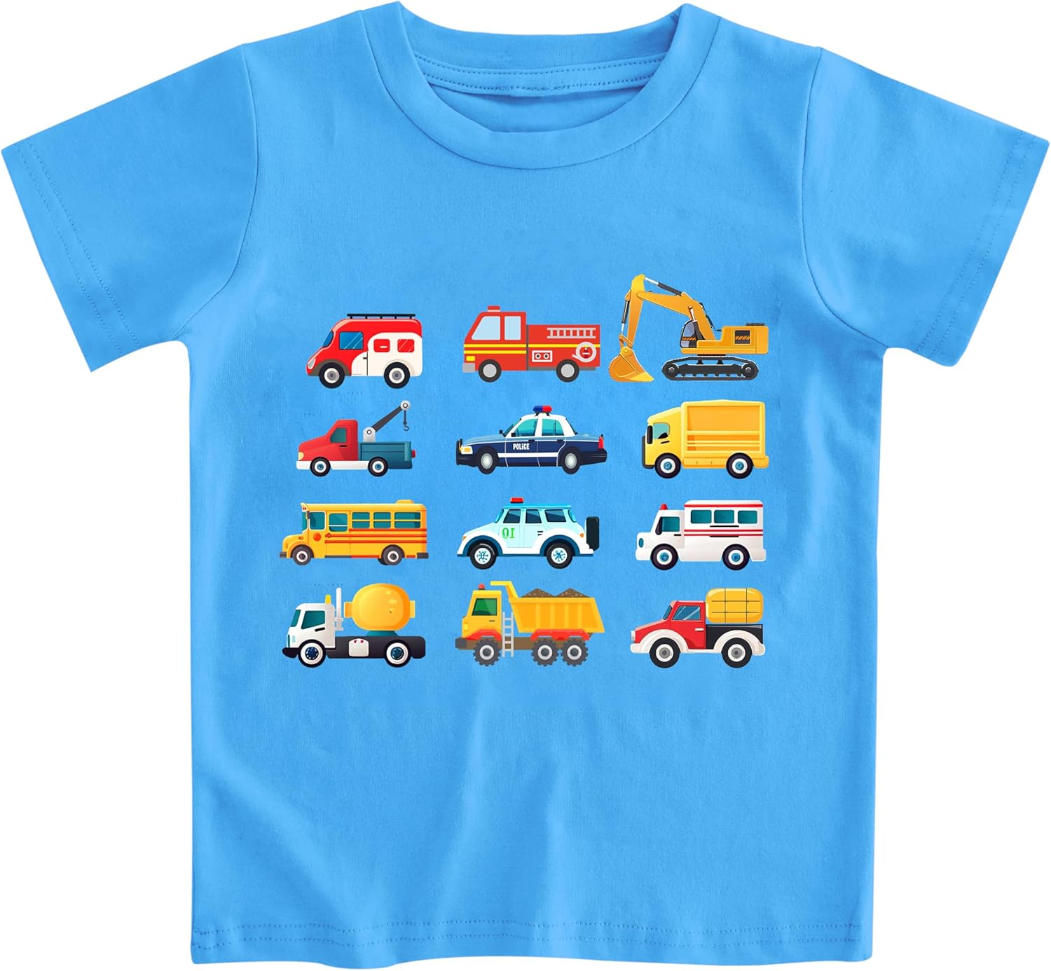 Lovekider Cotton Shirt for 2-6T Boys Truck Dinosaur Toddler Kids T-Shirt Short Sleeve Excavator Construction T-Rex Tee Shirts