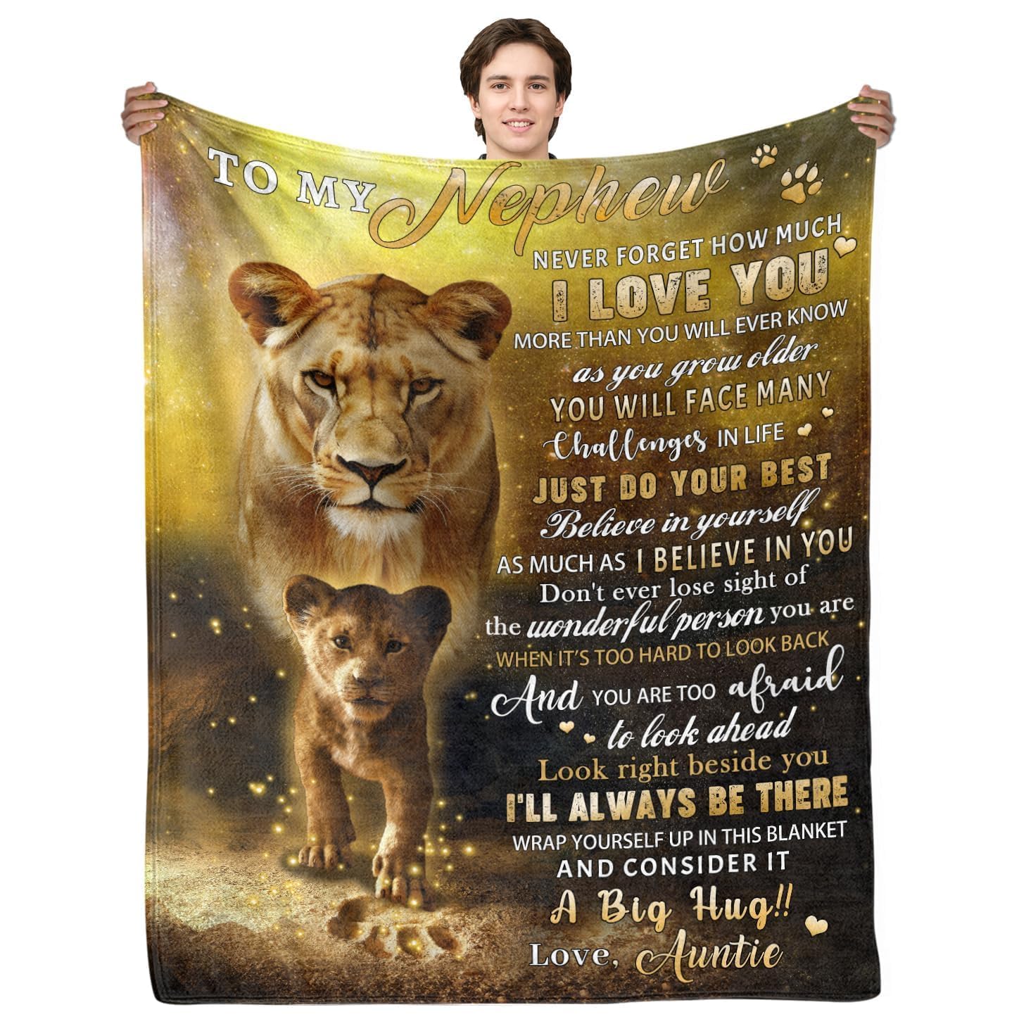 Nephew Gifts from Auntie, to My Nephew Blanket from Aunt, Nephew Gifts from Aunt, Nephew Birthday Gifts - Soft Flannel Lion Throw Blanket 50"x 60"