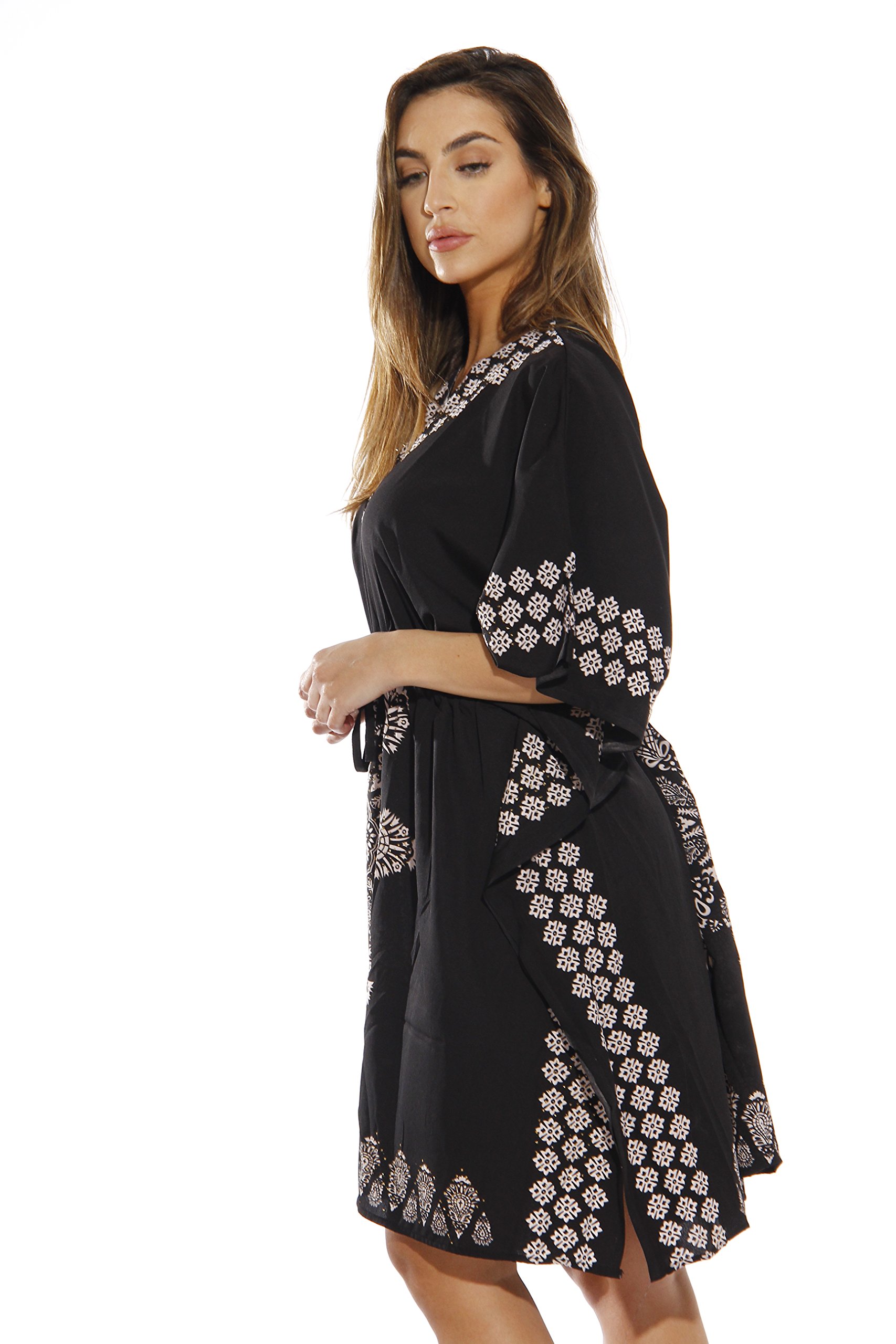 Riviera Sun 21714-BLK-L Caftan/Caftans for Women Black