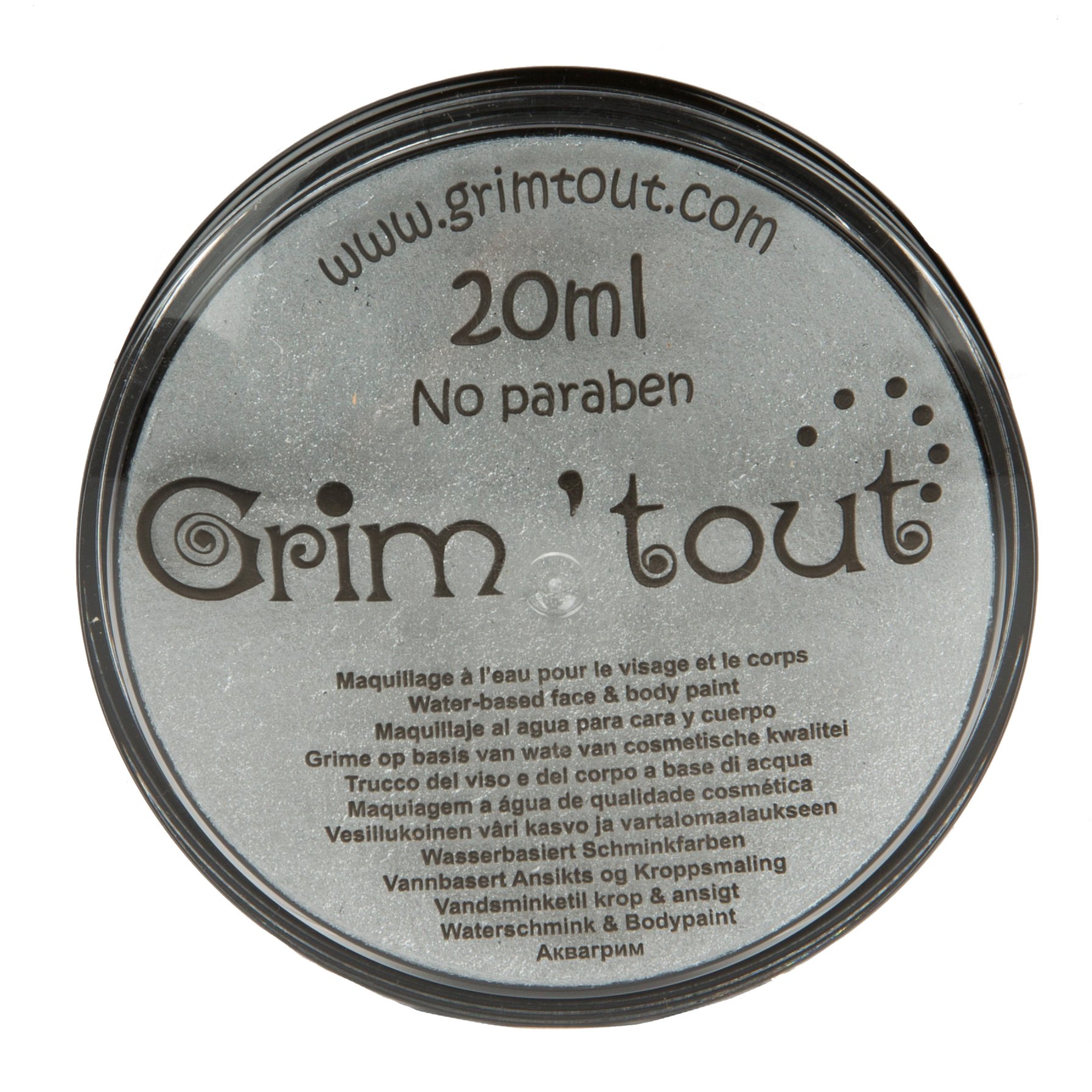 Grim'tout Professional Face Paint Jar (Shiny Silver, 20ml)
