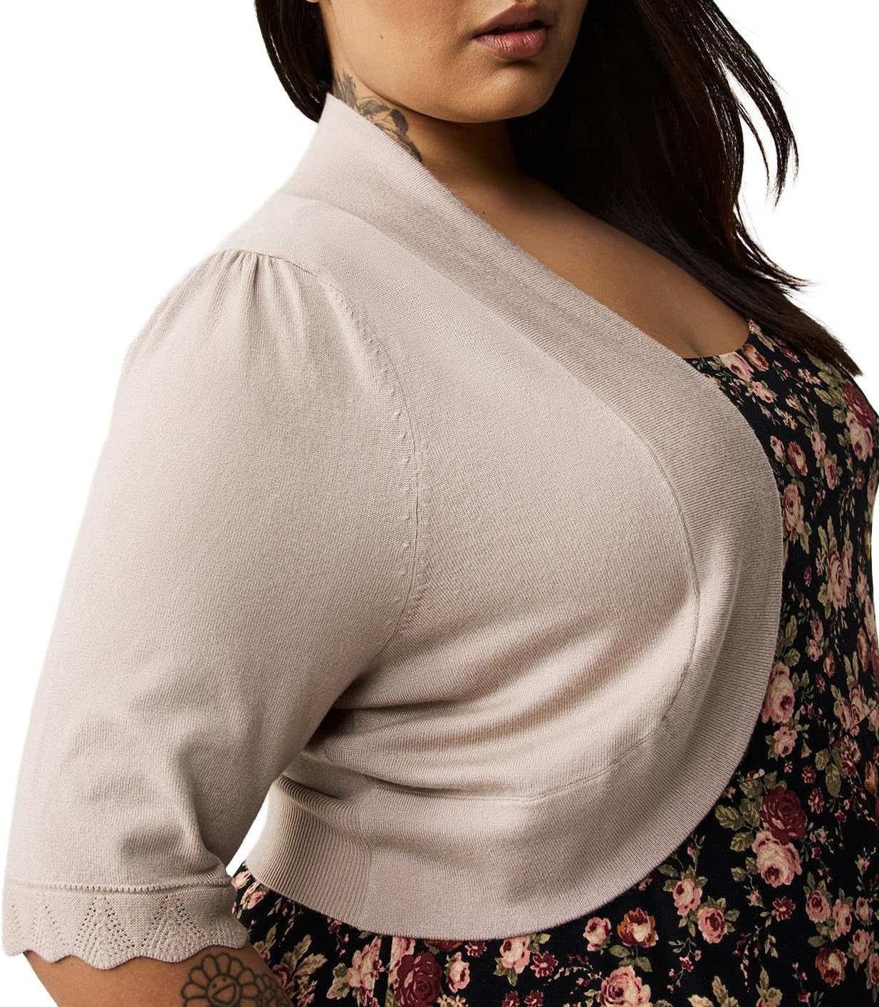 Torrid Women's Plus Size Scalloped Crop Sweater Shrug