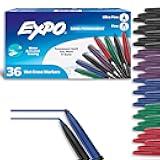 Wet Erase Markers, Semi-Permanent, Assorted Colors, Fine and Ultra-Fine Tips, 36 Count - For Writing on Glass, Whiteboards, Mirrors, Calendar, Labeling, Organizing