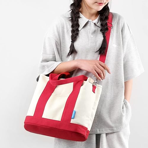 Miniatura 8 de Bolsos cruzados para mujer, bolsa de lona con cremallera, organizador de bolsillos, bolsa de almuerzo para mujer, bolso pequeño de hombro