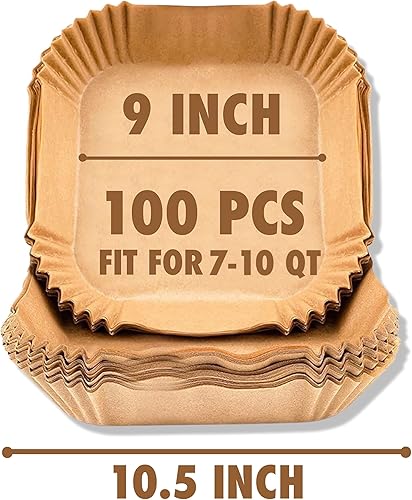 Miniatura 2 de FINECE Air Fryer Disposable Paper Liners 100 pcs Square 9 IN Non-stick Oil-proof Baking Parchment Paper