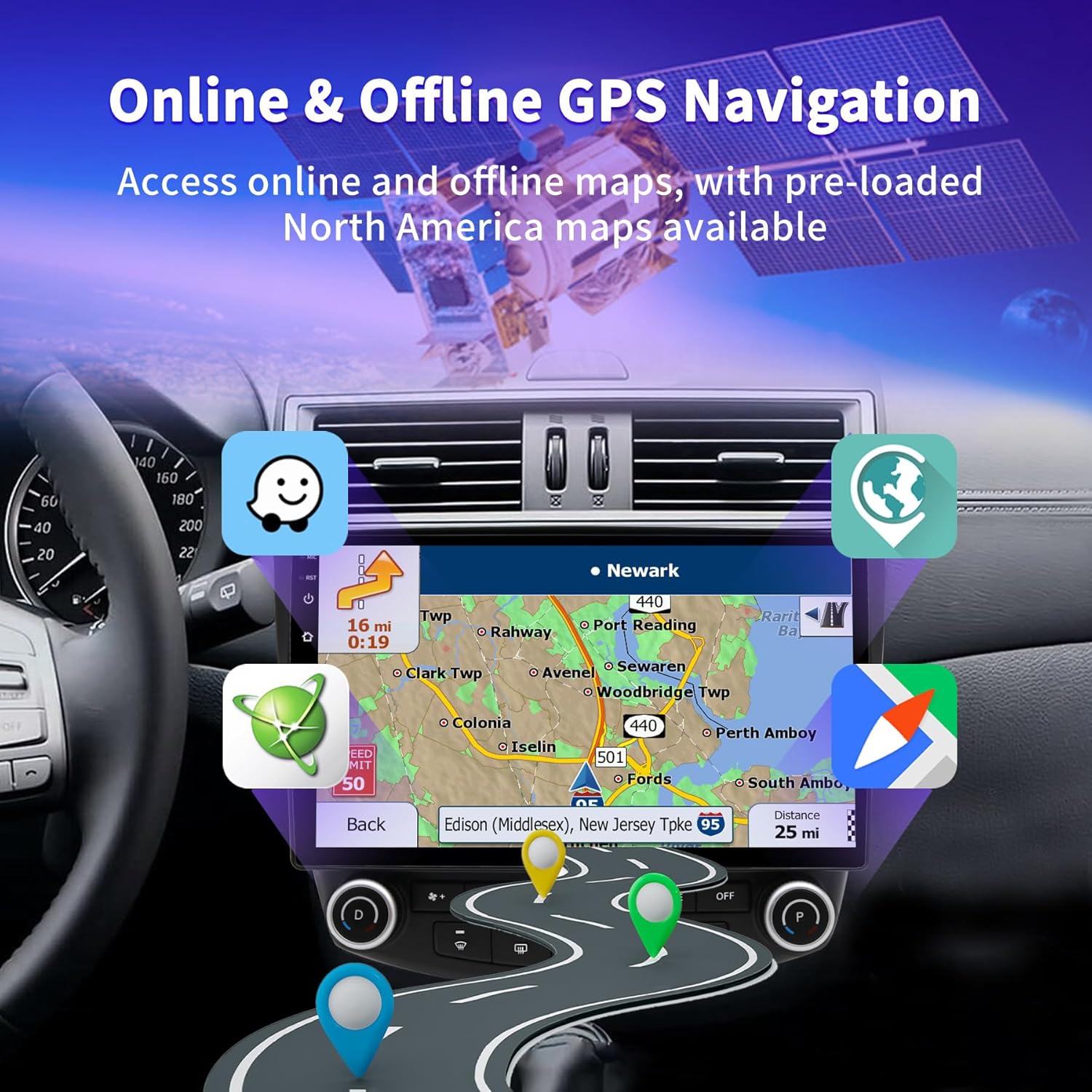 Car Radio Stereo for Honda Accord 7th 2003 2004 2005 2006 2007, Android 13 2G+64G Wireless Carplay Android Auto, 10 inch Touchscreen Car Radio Bluetooth WiFi GPS Navi FM/AM Head Unit, Backup Camera