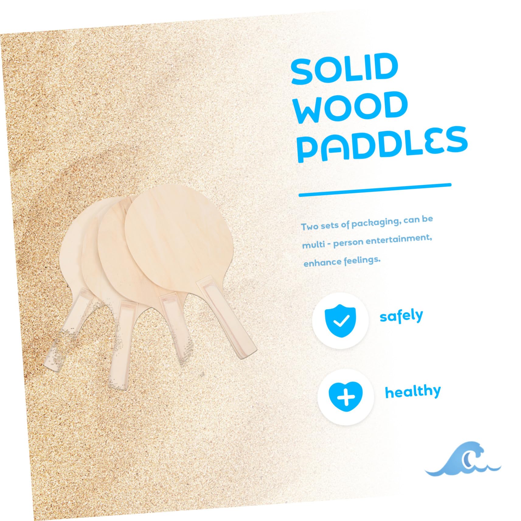 4pezzi Racchette da Spiaggia in Legno Naturale Resistenti Racchette da Badminton per Gioco all Aperto in Marrone Adatte Ragazza Adolescenti e Adulti per Allenare Coordinazione