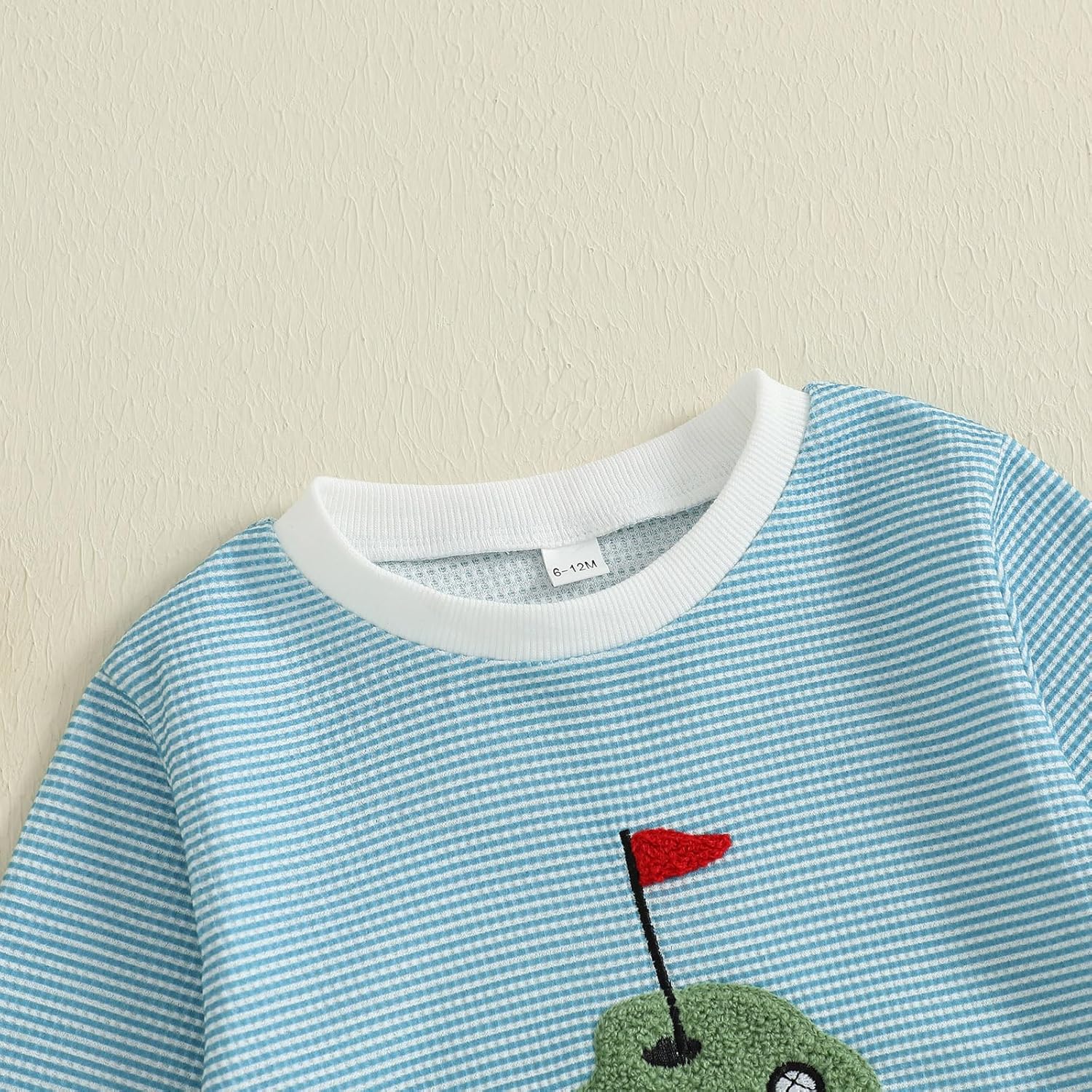 Toddler Baby Boy Golf Outfit Hole in One Embroidery Striped Sweatshirt Top Long Pants Set Fall Winter Golf Clothes - Image 6