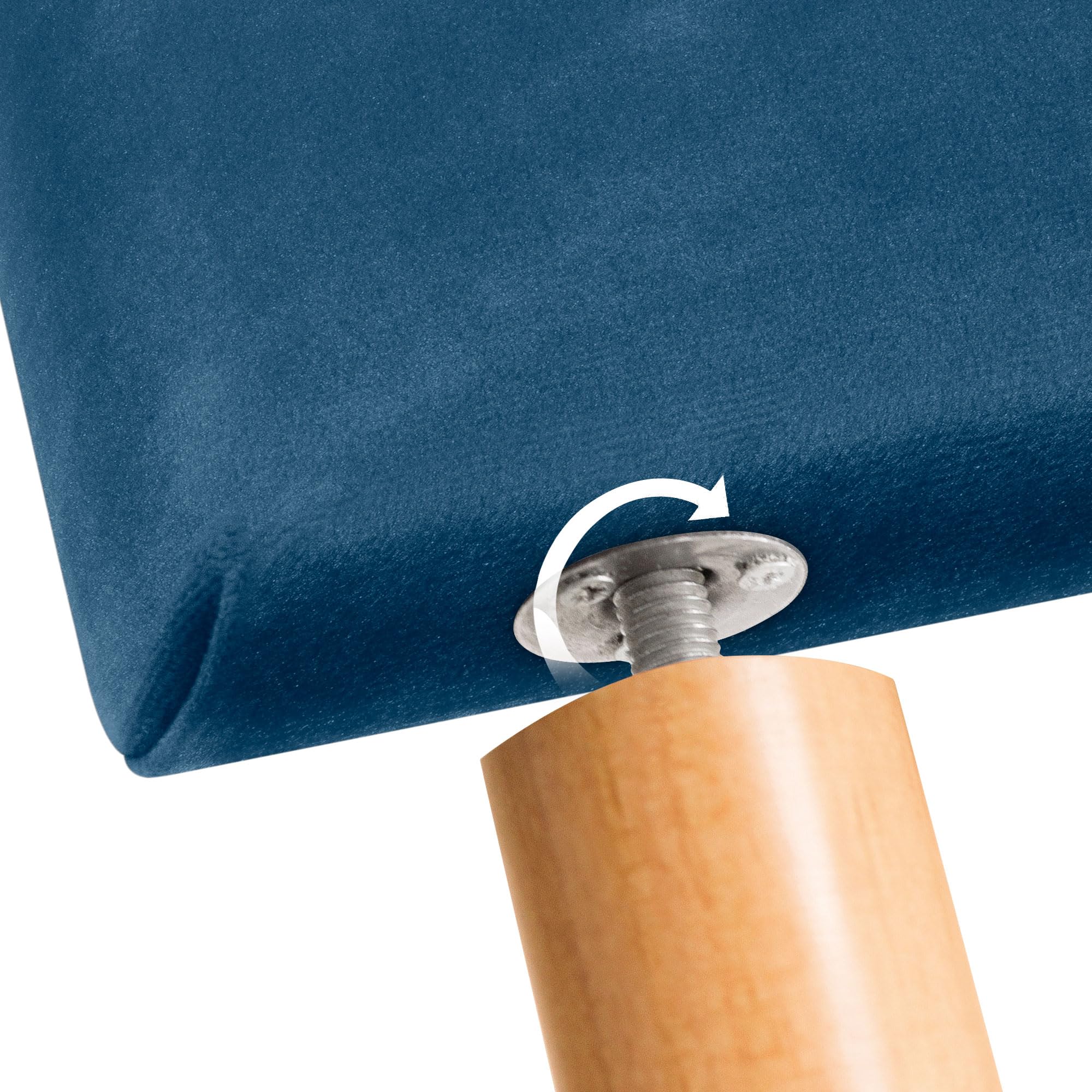 DHOME Testiera in Velluto Liscio con gambe di Alta Gamma Moderna Testiera Imbottita Letto di Lusso Camera da Letto Imbottita (Blu, 160cm)