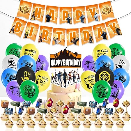 Amazon Haftss ビデオゲーム 誕生日 飾り付け バースデー 飾り 誕生日 飾り 誕生日 風船 ハッピーバースデー バルーン 誕生日 装飾 誕生日 ガーランド ケーキトッパー 風船 バルーン おもちゃ