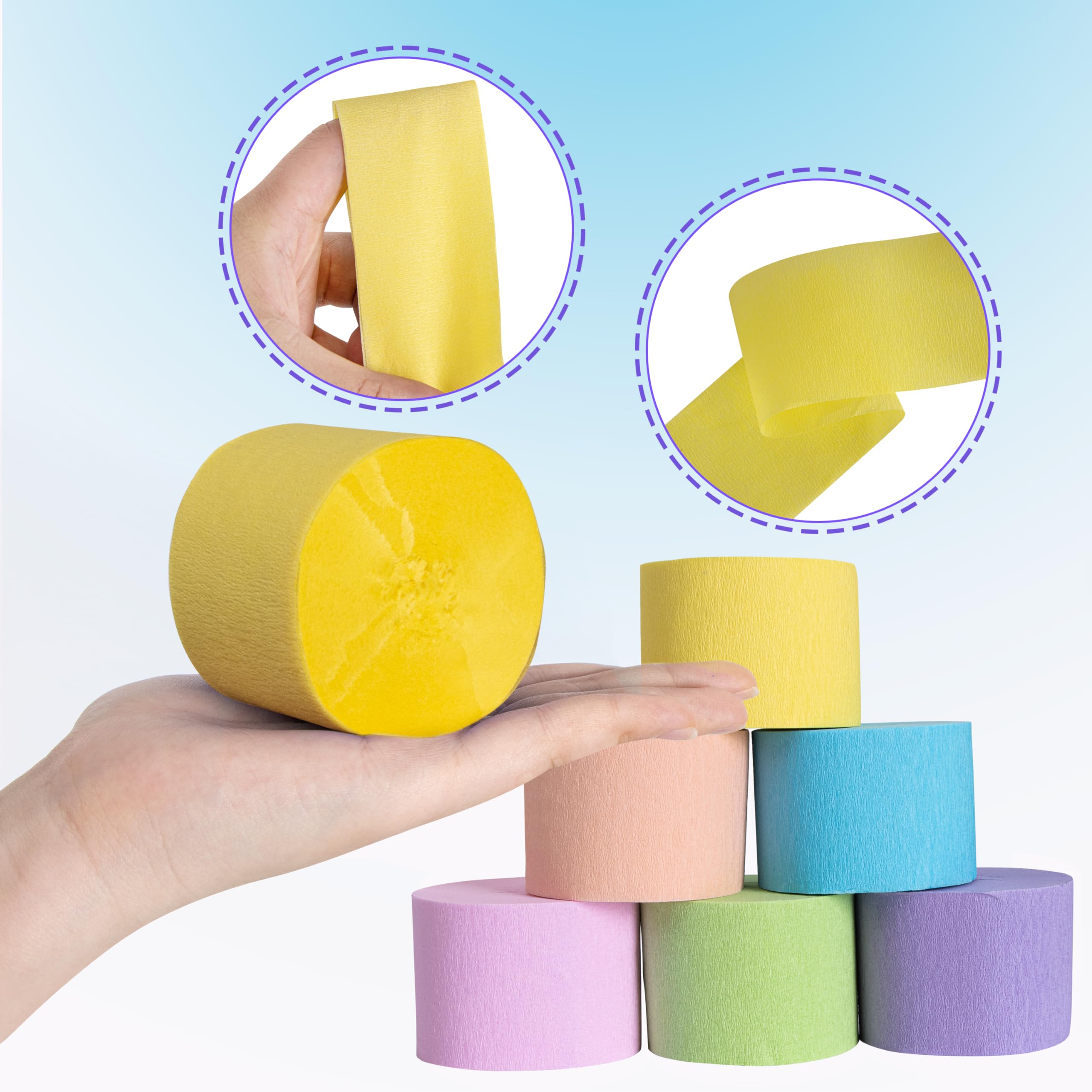 6er Set Krepppapier Rainbow Kreppbänder Regenbogen Party Dekoration(4.5
