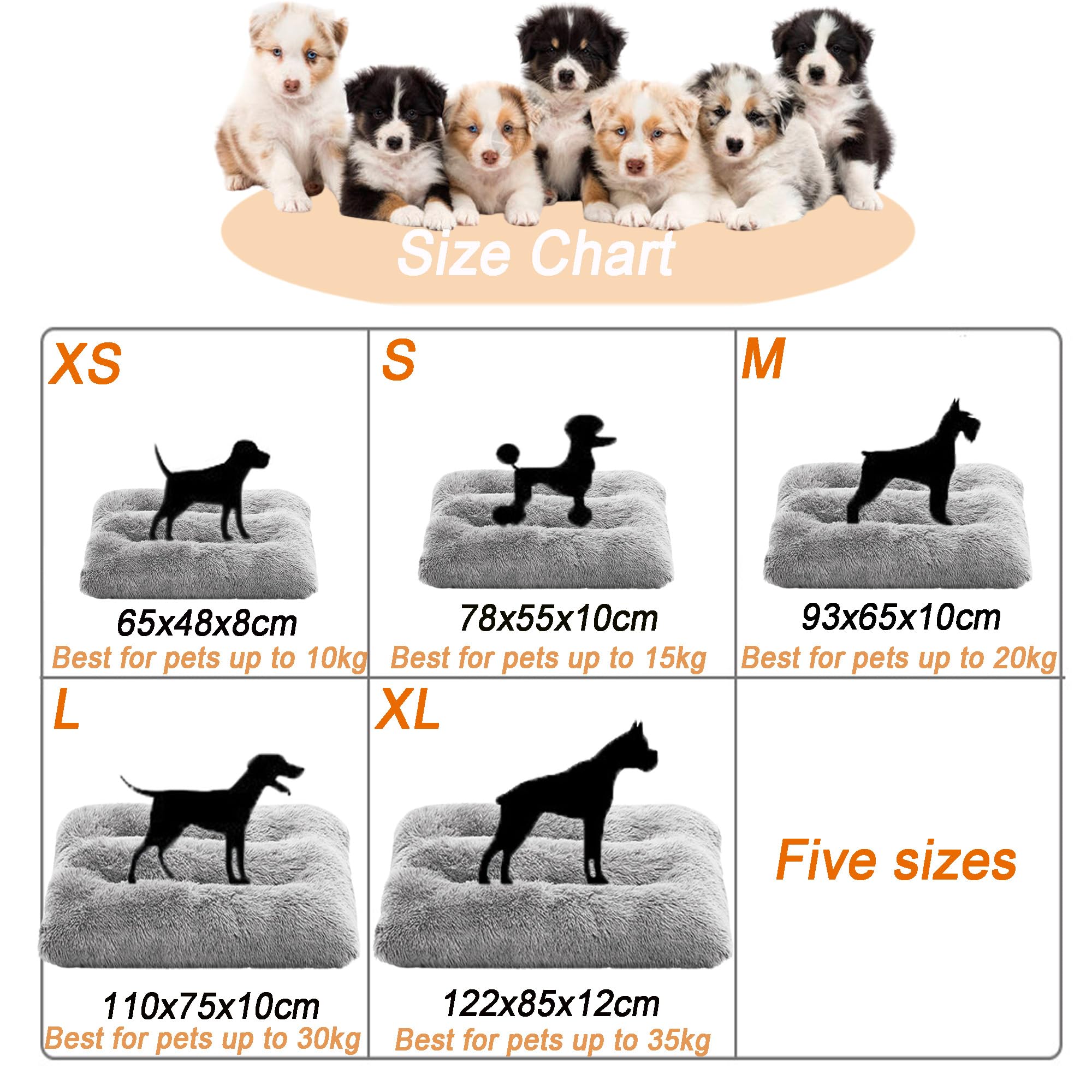 Grand tapis de cage pour chien et chat de petite et moyenne taille, coussin anti-anxiété pour chien et chat de petite et moyenne taille, 110 x 75 x 10 cm, noir