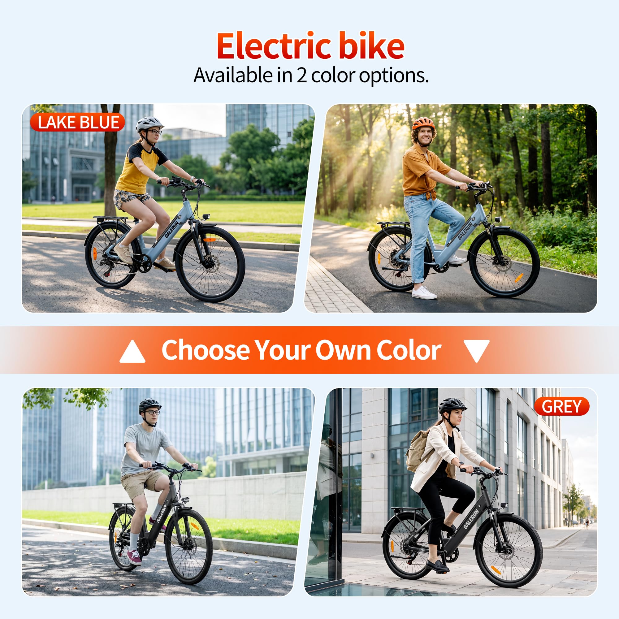 GaleRun Vélo Électrique Femme/Homme Frein hydraulique 26' |7vitesses Urban Commuter,3Modes Conduite vélo électrique avec Batterie 36v13ah remplaçable,25km/h,portée max120km Urban Commuter Gris/Bleu