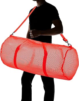 Large Mesh Duffel Bag Scuba Diving Snorkel Bag with Equipment Water Sports Beach Diving Snorkeling Gear Bag Basketball Net Carry Bag Snorkeling Bag Mesh Diving Bag Net Carry Bag