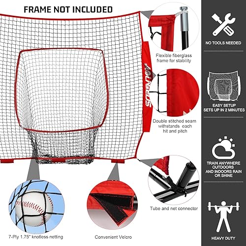 Miniatura 2 de Red de béisbol de sóftbol de repuesto de 6 x 6 pies (solo red), red portátil de práctica de lanzamiento y bateo, red de béisbol sin nudos de 7