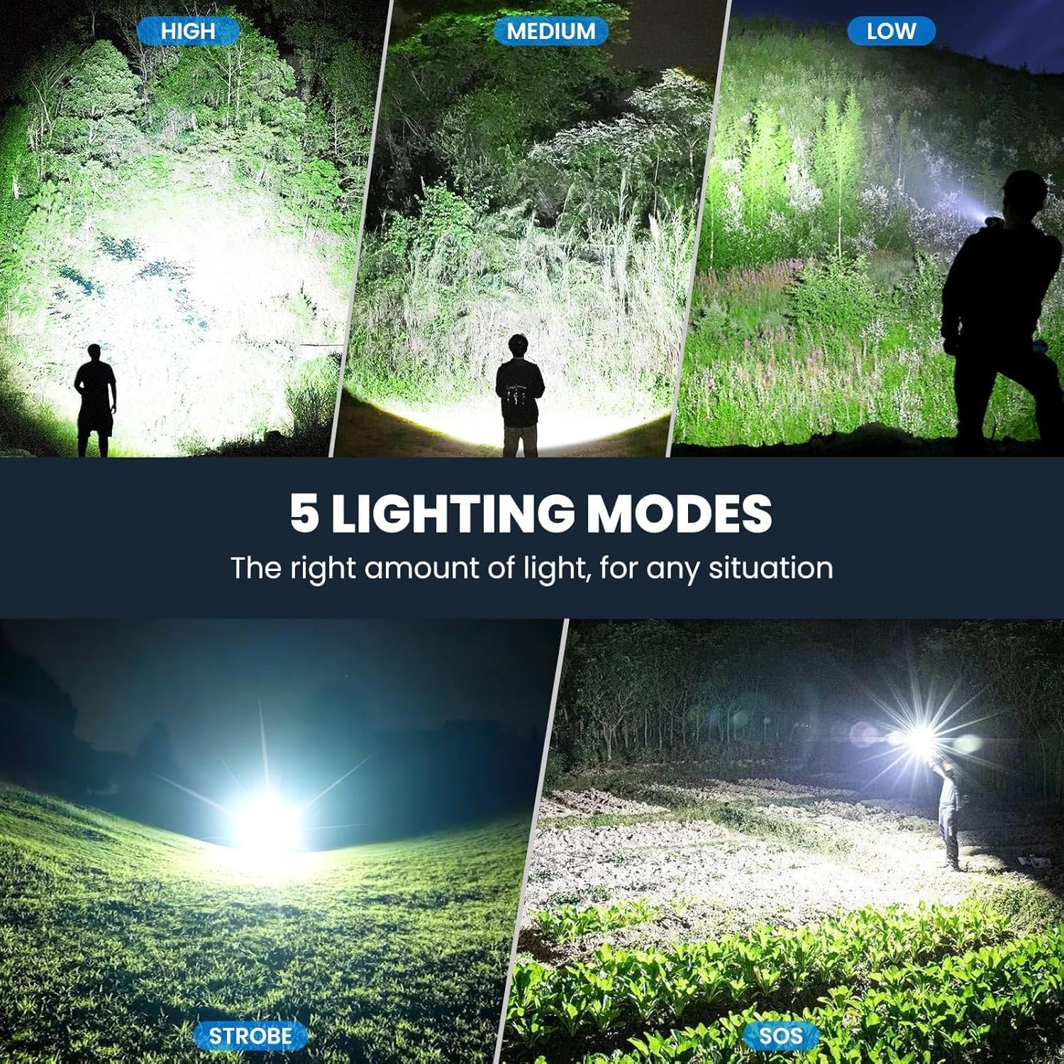 Paquete de 3 linternas LED recargables, 99000 lúmenes
