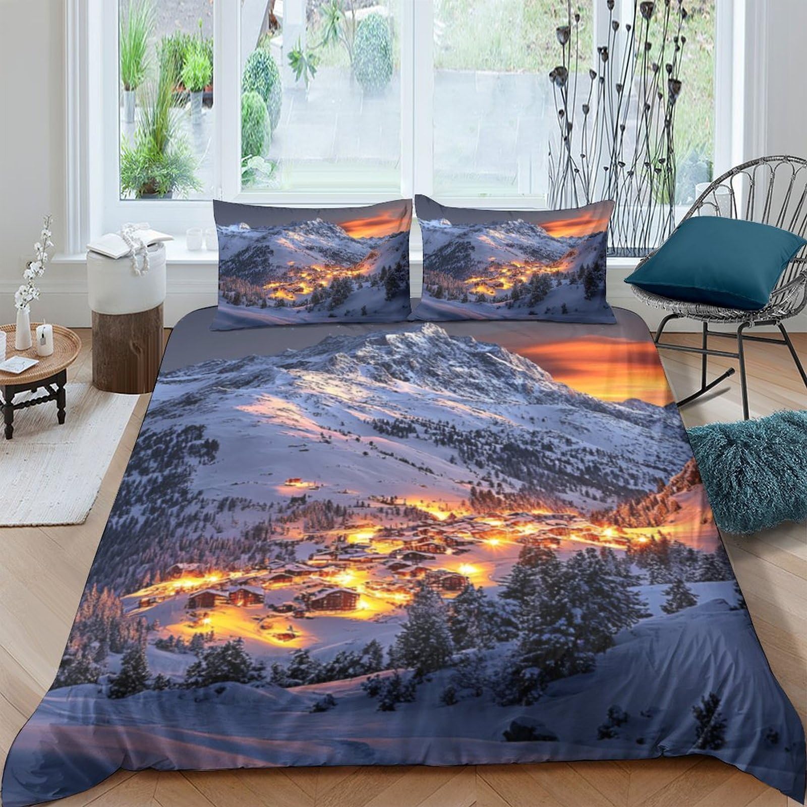 Ctjqhvkz Style-5 3D Printed Mountain Sunset Fitted Sheet Microfiber Soft Bed Sheet Fire Valley Bedroom Decor Protector Single（135X200cm）