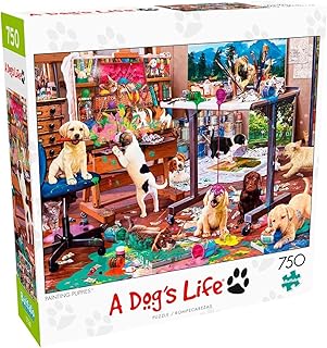 Steve Read - Painting Puppies - 750 Piece Jigsaw Puzzle for Adults -Challenging Puzzle Perfect for Game Nights - Finished Size is 24.00 x 18.00