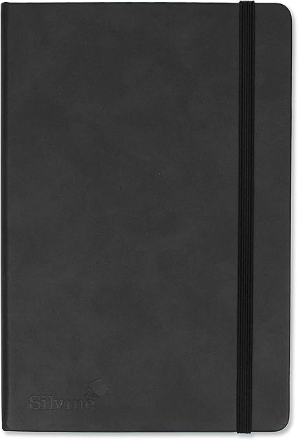 Silvine A5 Executive Soft Feel Notebook Black. 160 Pages (80 Sheets) Ruled 7mm feint. Ref 197BK (148 x 212mm), 391133