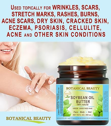 Miniatura 4 de Botanical Beauty Mantequilla de aceite de soja 100% natural orgánico aceite de soja en manteca de karité para cara, piel, cuerpo, cabello, uñas.
