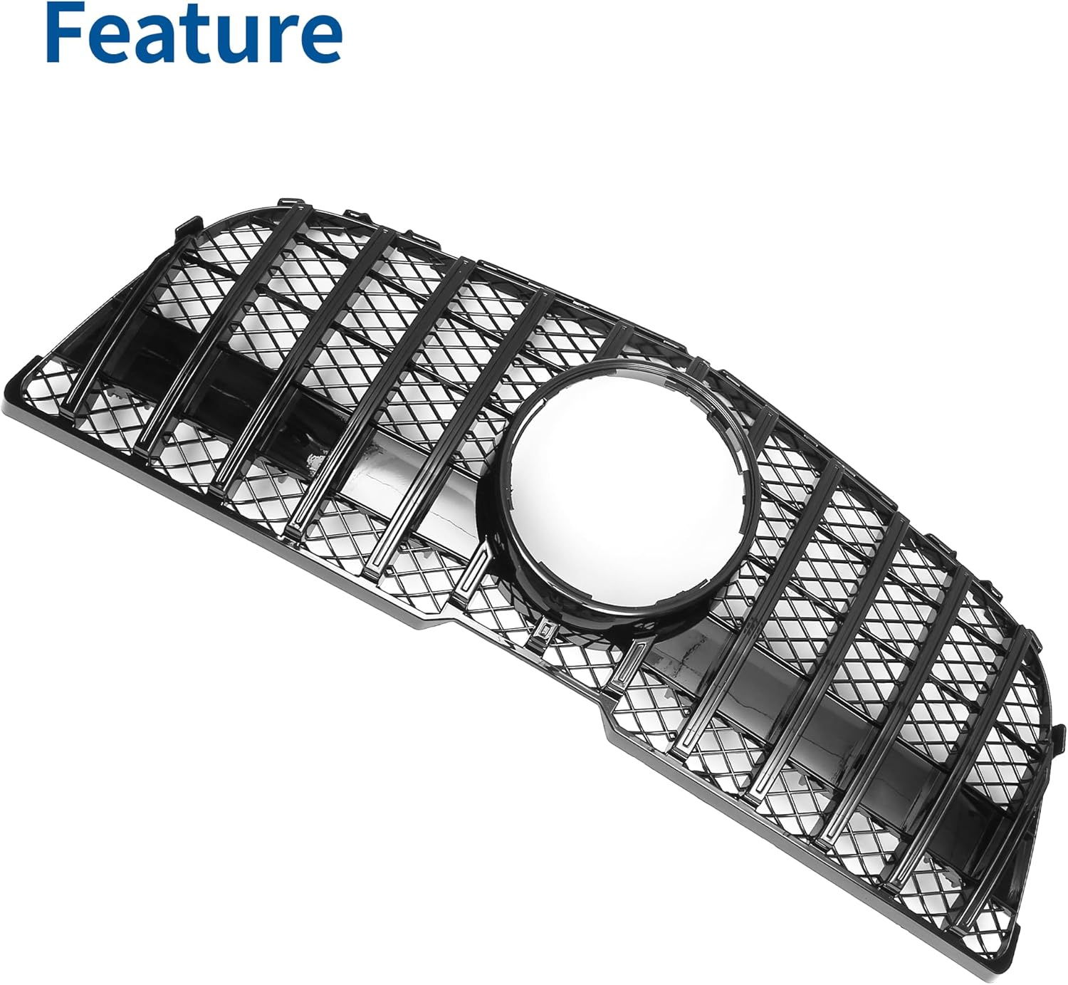 X AUTOHAUX Front Upper Hood Bumper Grille Grill for Mercedes-Benz GLK300 2013-2015 Front Upper Bumper Kidney Grille Grill Gloss Black