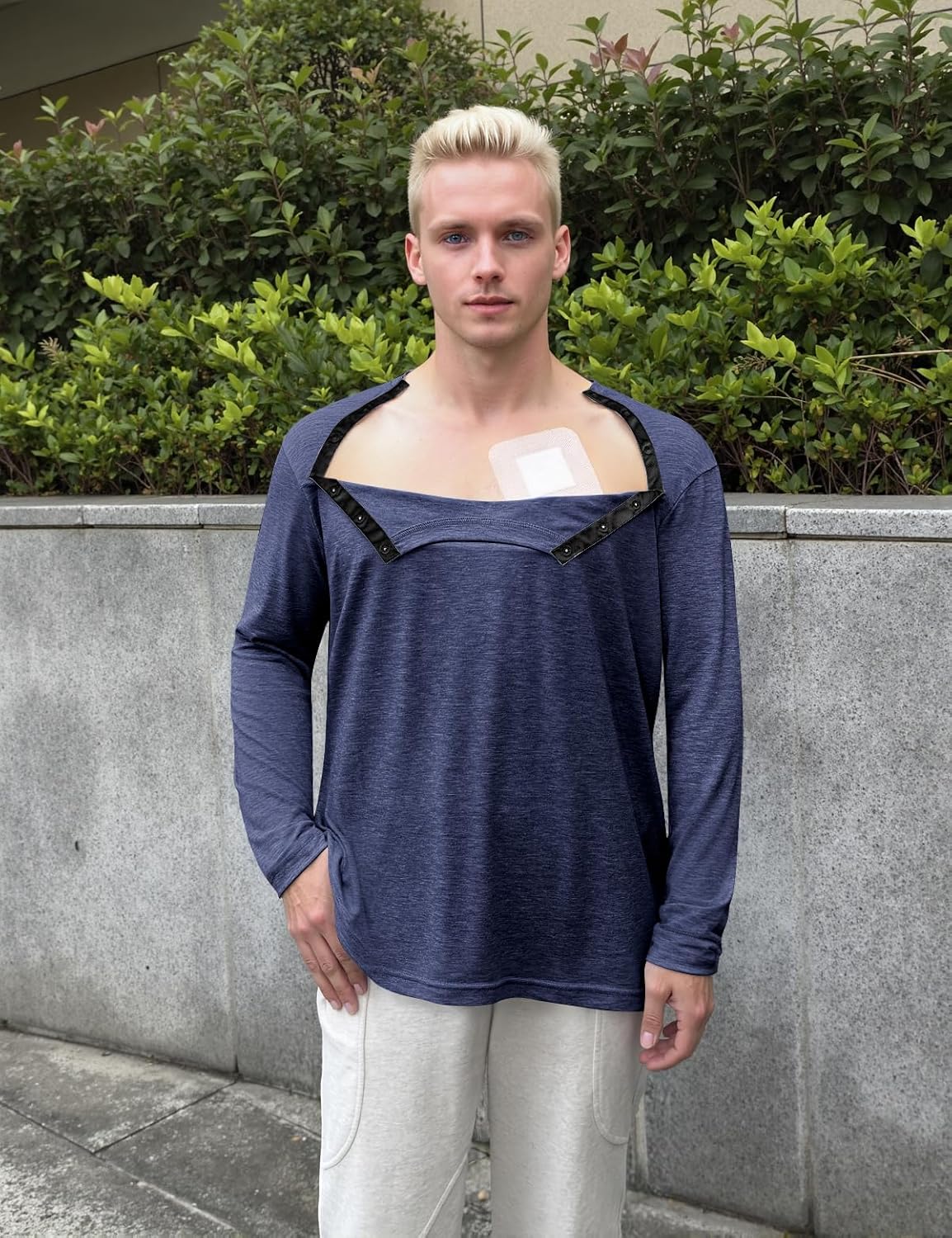 Chemo Port Shirts for Men Women Long Sleeve Post Shoulder Surgery Recovery Shirts Snap Off Chemotherapy Clothing Unisex - Image 4