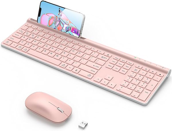 CHESONA Wireless Keyboard and Mouse Combo, Bluetooth Rechargeable Full Size Multi-Device (Bluetooth 5.0+3.0+2.4G) Wirele