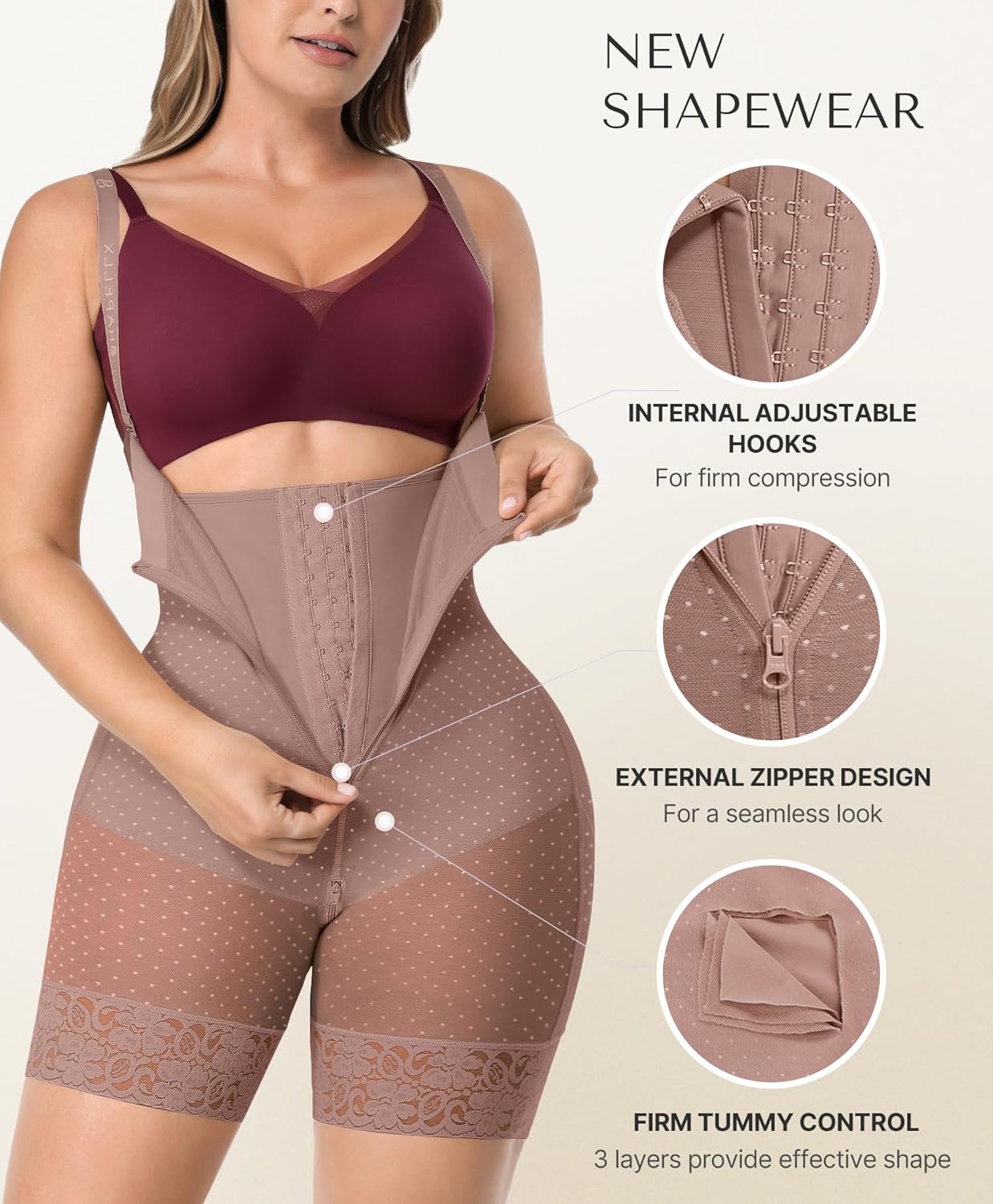 SHAPELLX Fajas Colombianas Shapewear for Women Tummy Control Plus Size Butt Lifting Bodysuit Post Partum Body Shaper - Image 2