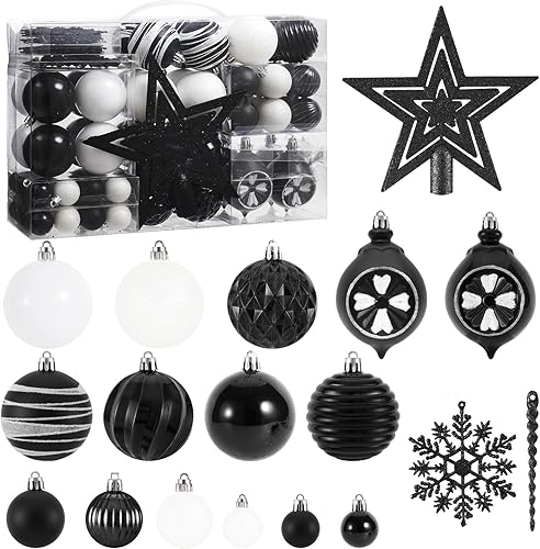 Miniatura 6 de Juego de 100 adornos para árbol de Navidad con tapa, bolas de árbol de Navidad rojas+doradas inastillables colgantes para decoración de árbol de