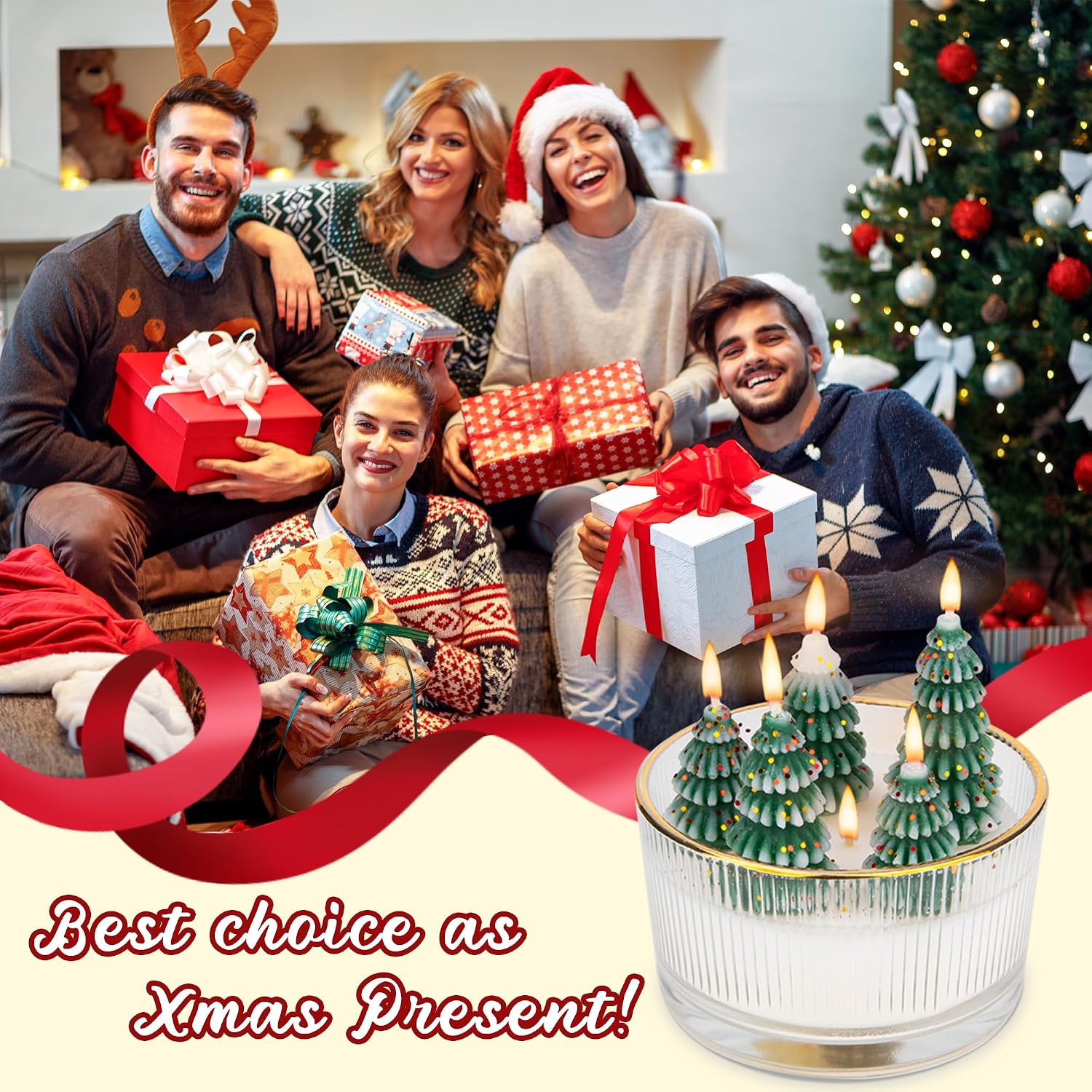 Christmas Tree Candles - Premium Festive Candles for Christmas Decor, Perfect for Home Decorations, Holiday Gatherings, Family Reunions, Festival Parties and Seasonal Celebrations