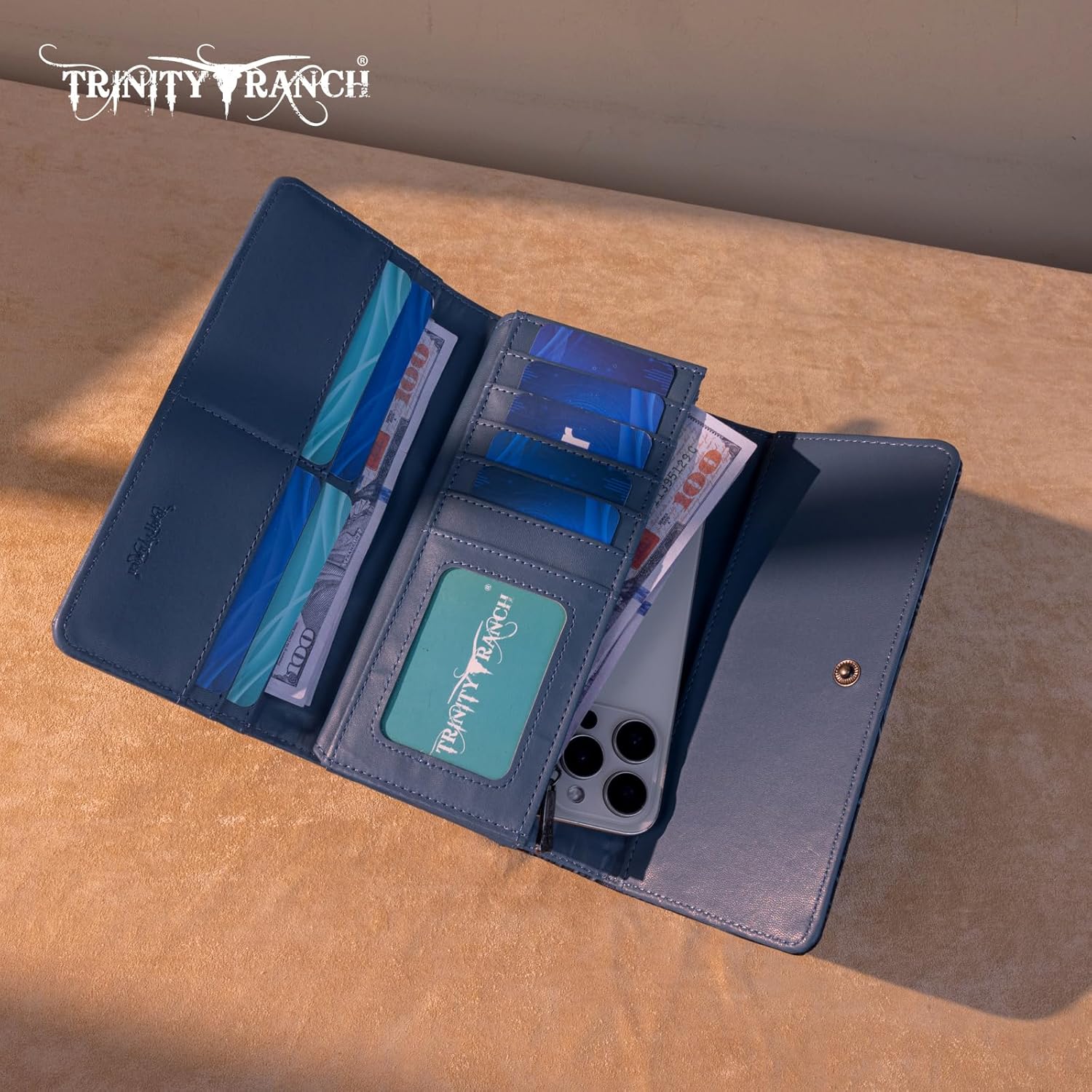 Trinity Ranch Wristlet Wallets for Women Western Wristlet Purse with Detachable Floral Tooled Concho Collection - Image 3