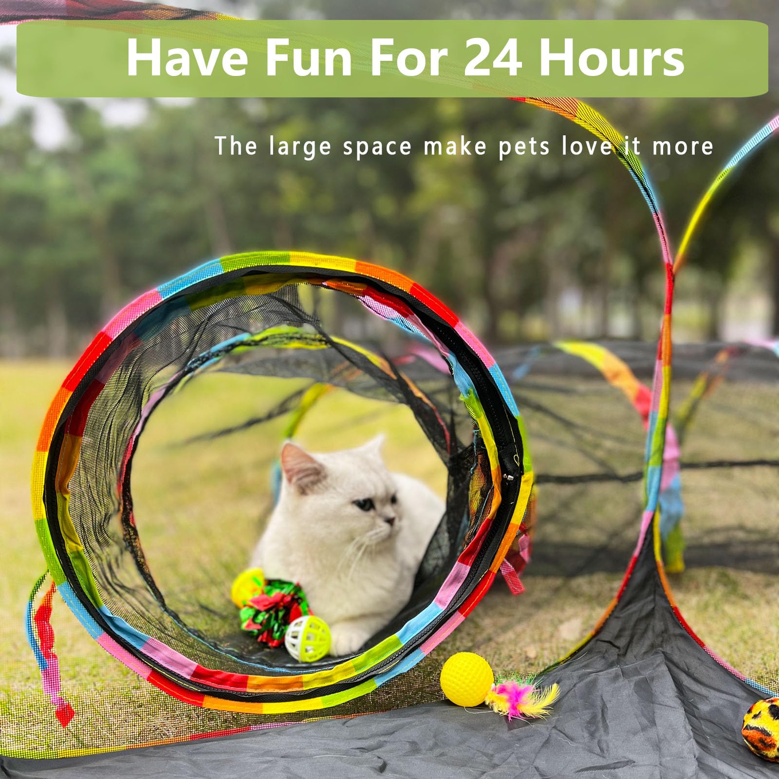 Zona de Juegos para Gatos al Aire Libre, recintos para Gatos, Tienda de campaña portátil de Malla, túnel Circular para Gatitos, Conejos, Cachorros y Animales pequeños